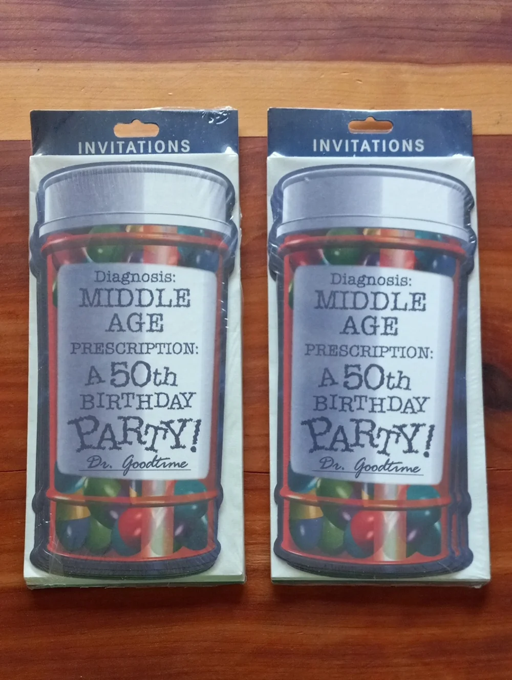 Funny Colorful Middle Age 50th Birthday Party Invitations With Envelopes